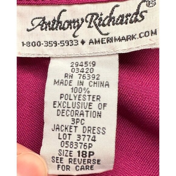 Anthony Richards Purple Open Front Floral Embroidery Hem Blazer Women Size 18P - Picture 6 of 9